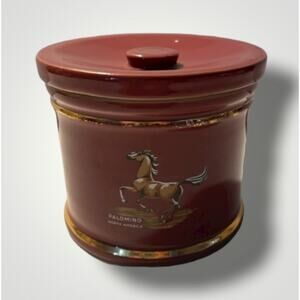 Vintage Denby England Stoneware Humidor Horses, lidded, tobacco jar EUC